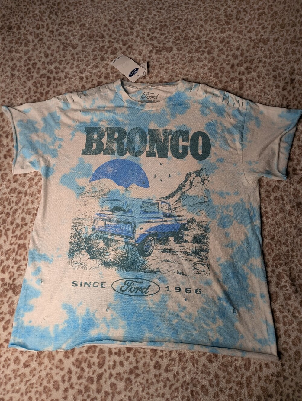 Women's Ford Bronco Tie-Dye Graphic Cutoff Tee - Size L